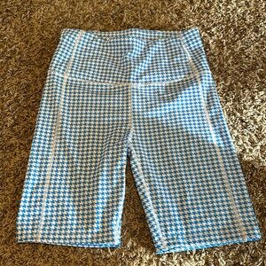 Blue and White Houndstooth Women's Biker Shorts